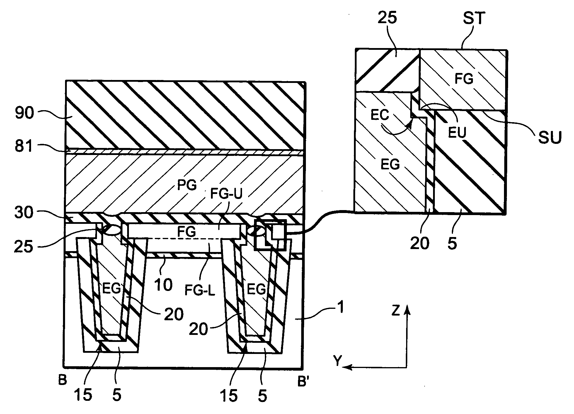 Nonvolatile semiconductor memory with erase gate and its manufacturing method