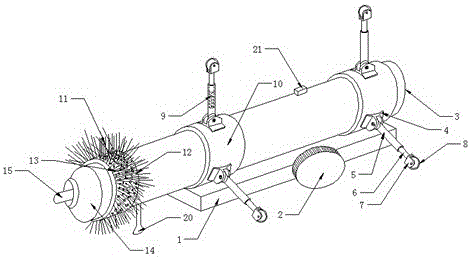 A device for cleaning the inner wall of a pipe