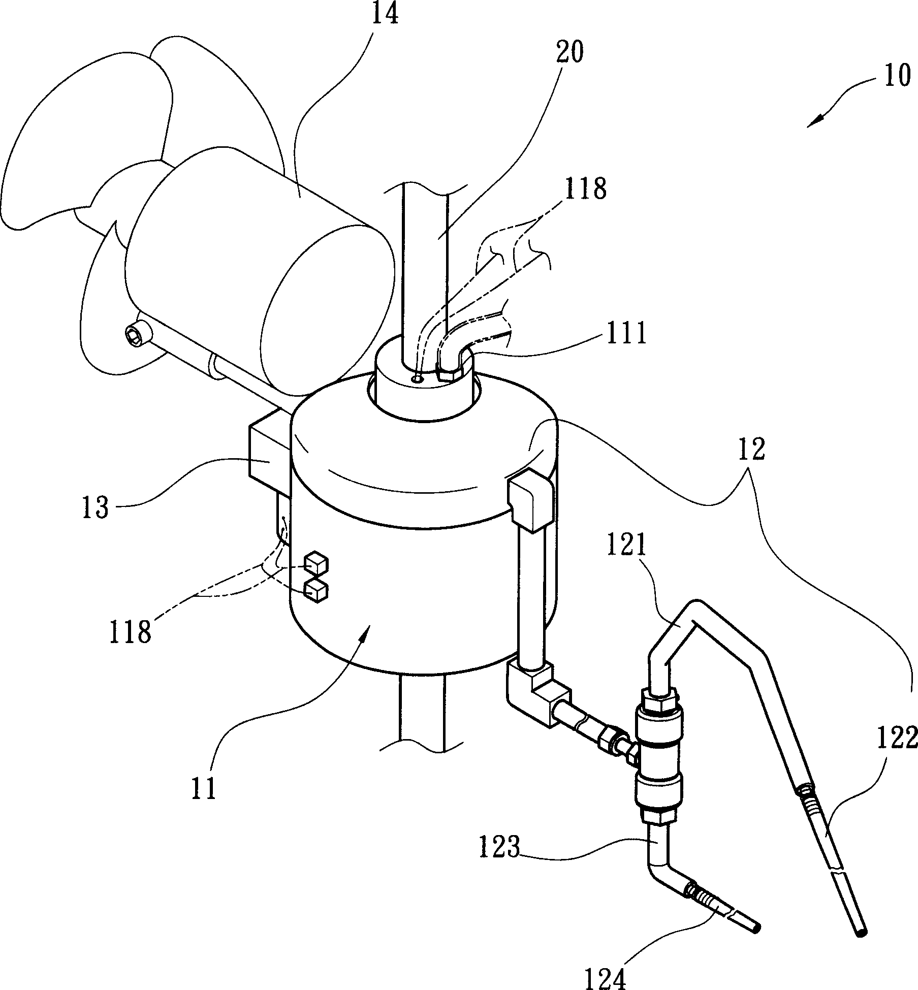 Flock blowing and heat radiation system for one-side circular knitting machine