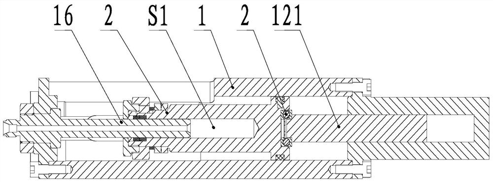 Single-piston type dynamic friction pressure boosting and regulating device