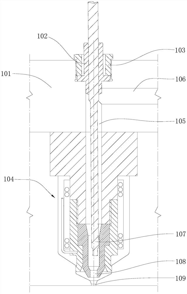 Valve needle guide structure, valve needle guide positioning method and injection mold