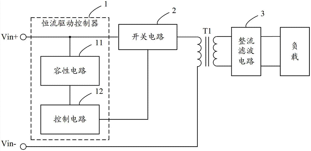 Constant current drive controller and light-emitting diode (LED) constant current drive circuit