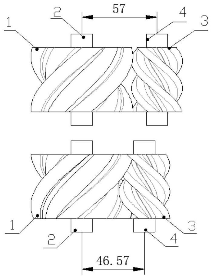 Non-sliding parallel shaft line gear mechanism with separable center distance