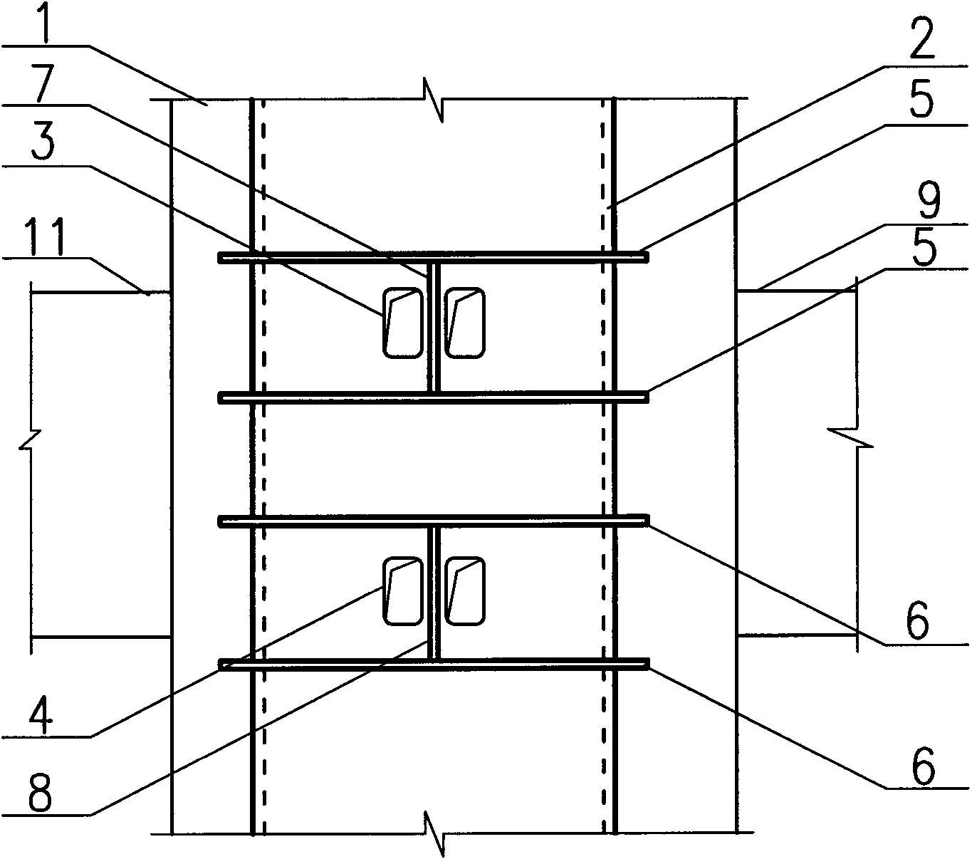 Connected node of concrete filled steel tube combination column and reinforced concrete beams