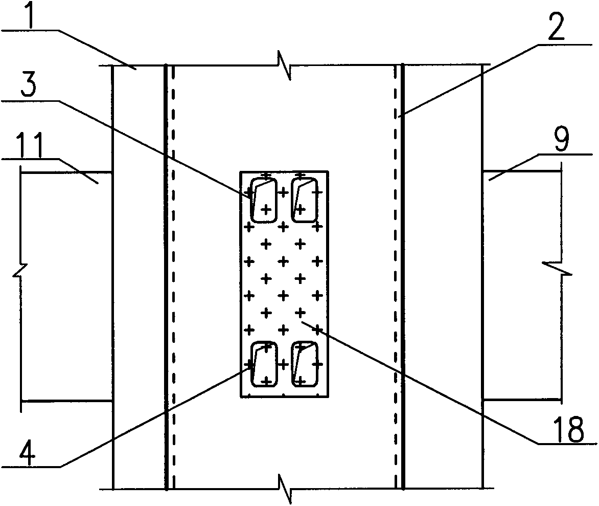 Connected node of concrete filled steel tube combination column and reinforced concrete beams