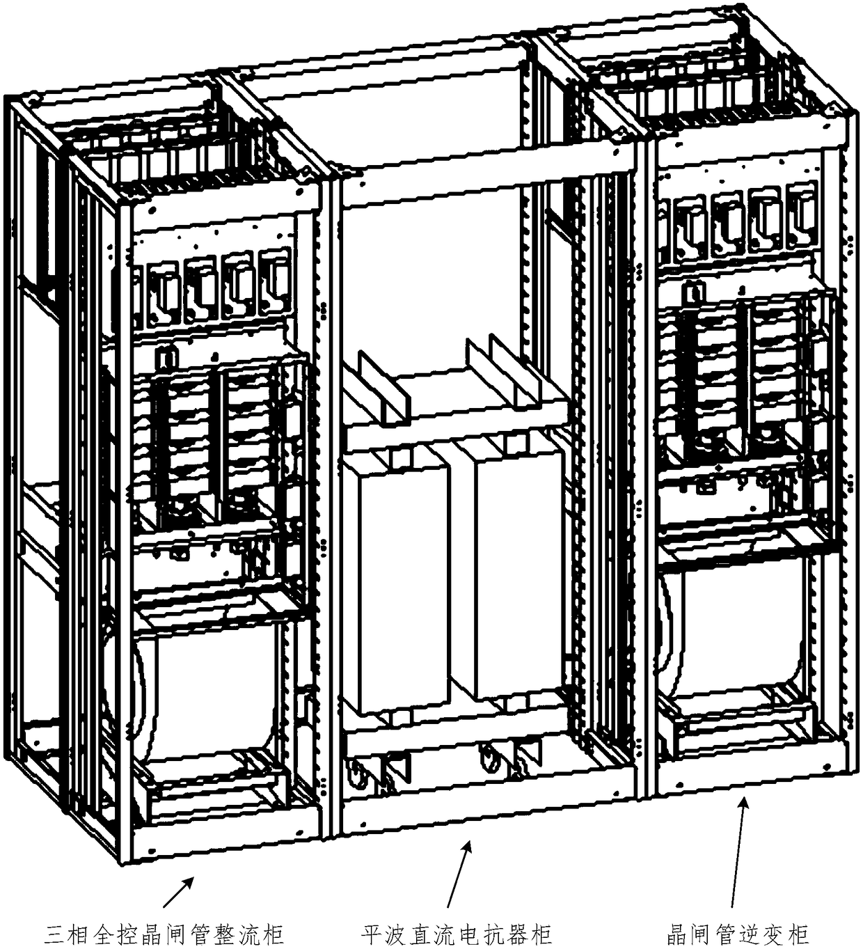 A power cabinet for static frequency conversion starting of a large-capacity synchronous machine