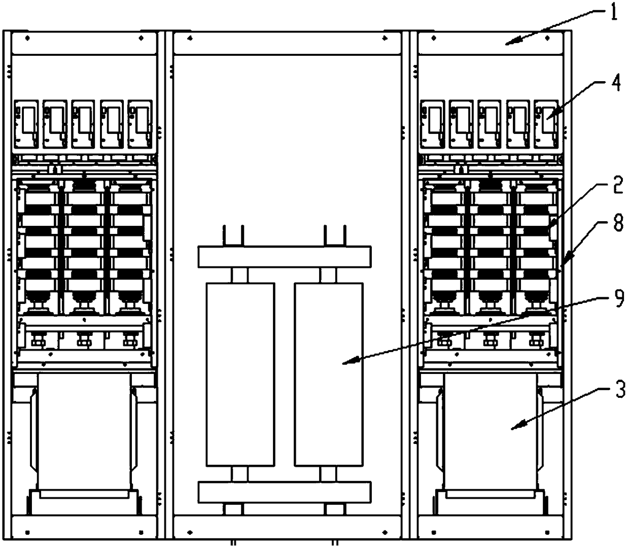 A power cabinet for static frequency conversion starting of a large-capacity synchronous machine