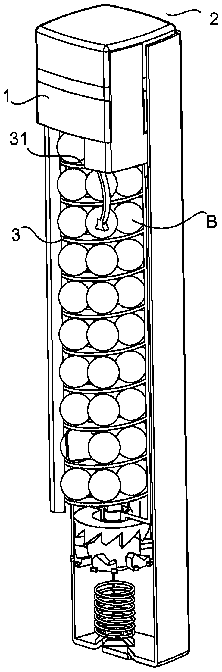 Device for dispensing a product in the form of balls