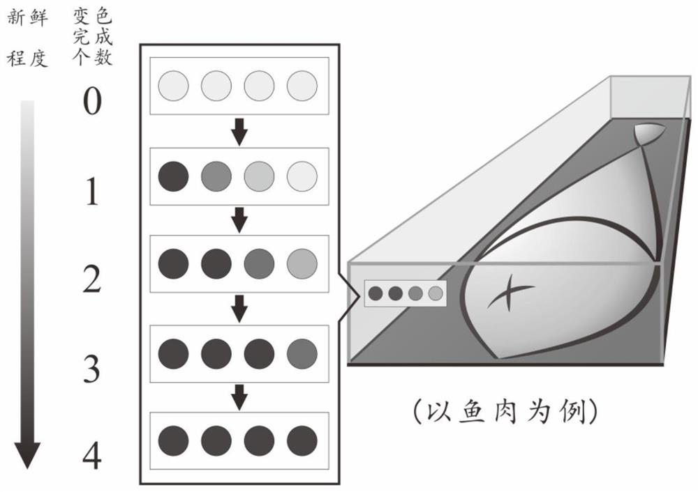 Counting type sensing array indication label and preparation method and application thereof