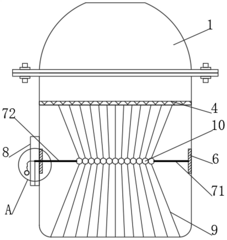 A magnetic swing type large particle impurity interception device in exhaust gas