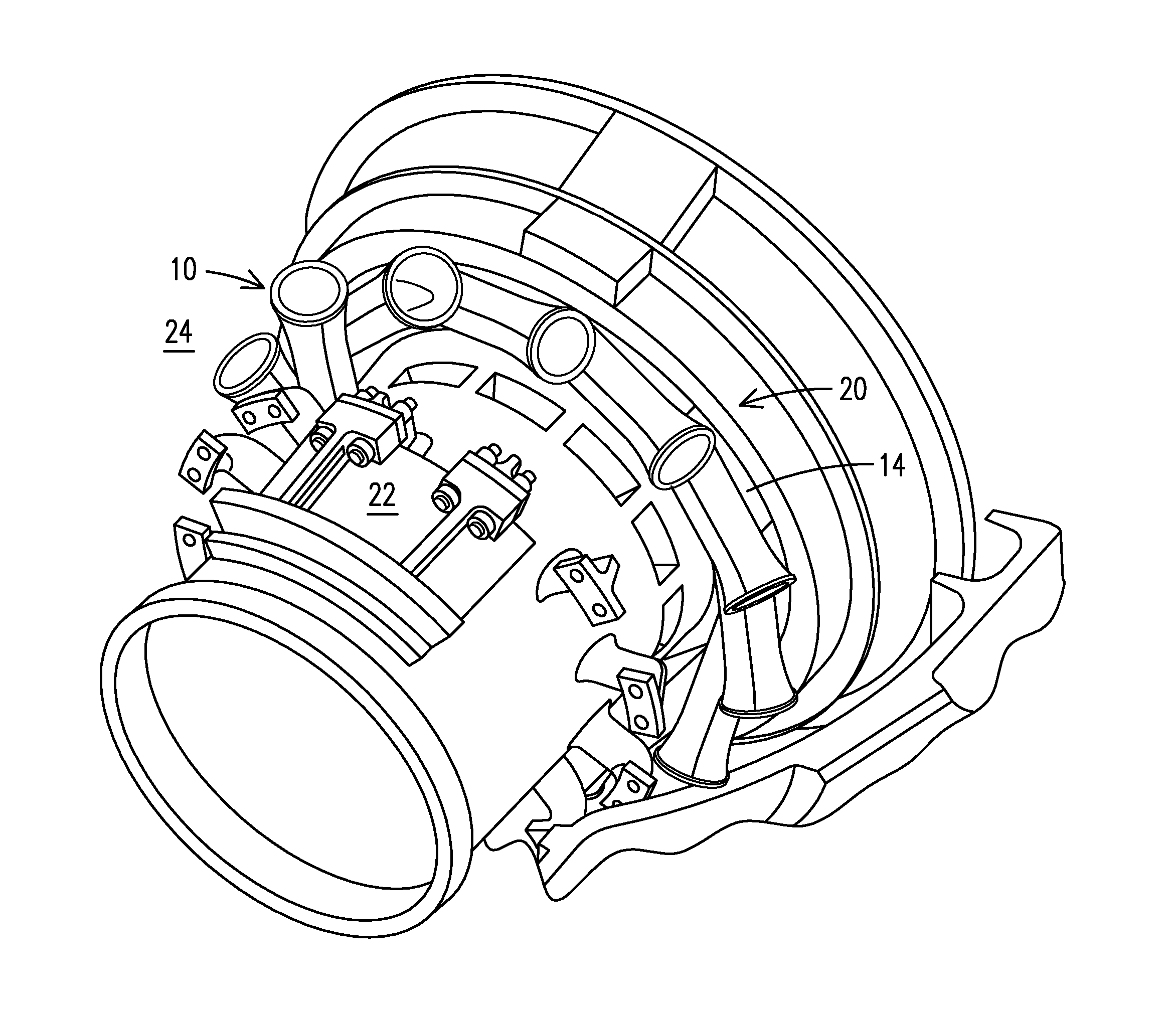 Gas turbine engine ducting arrangement having discrete insert