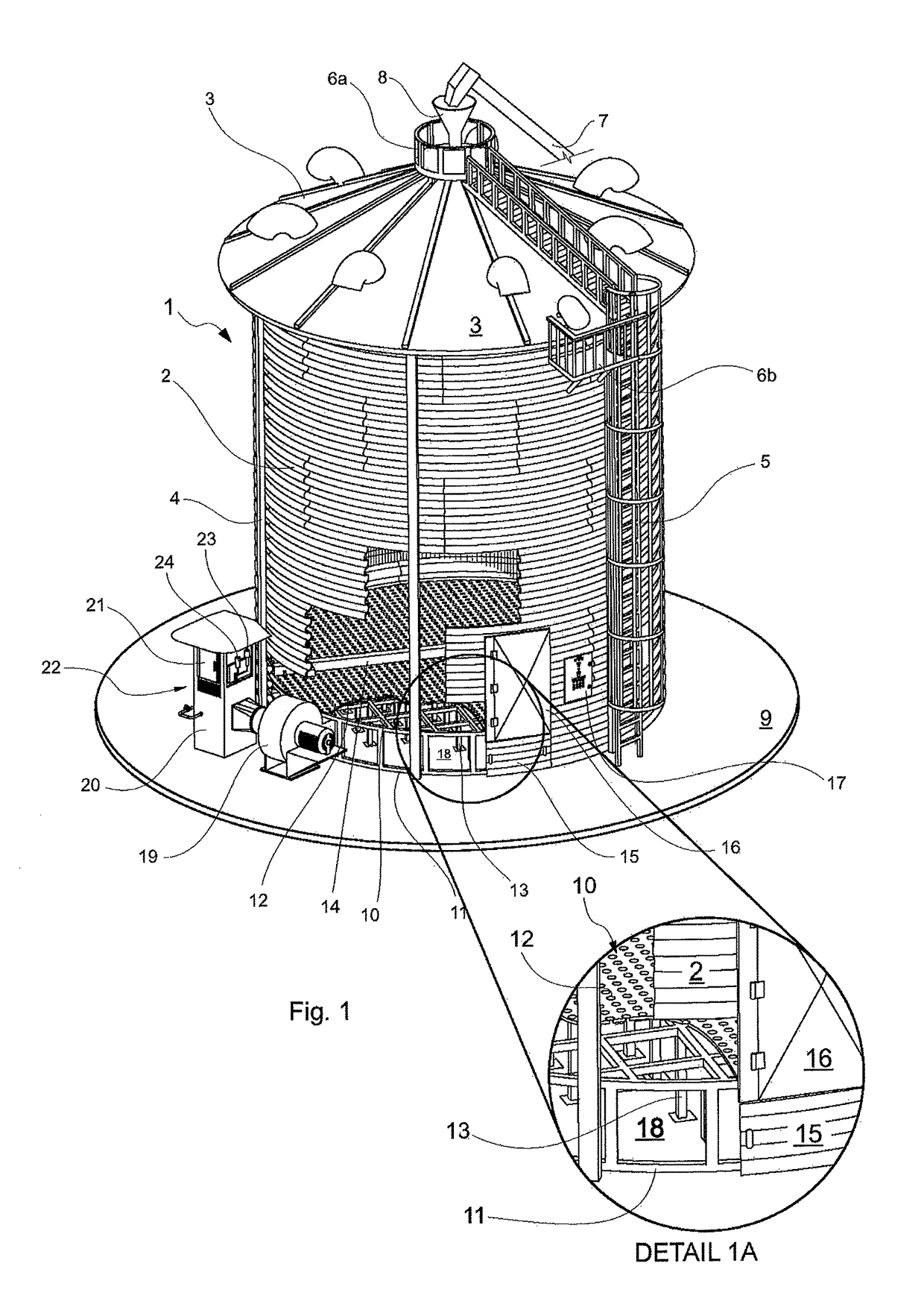 Procedure and facility for grain moisture control