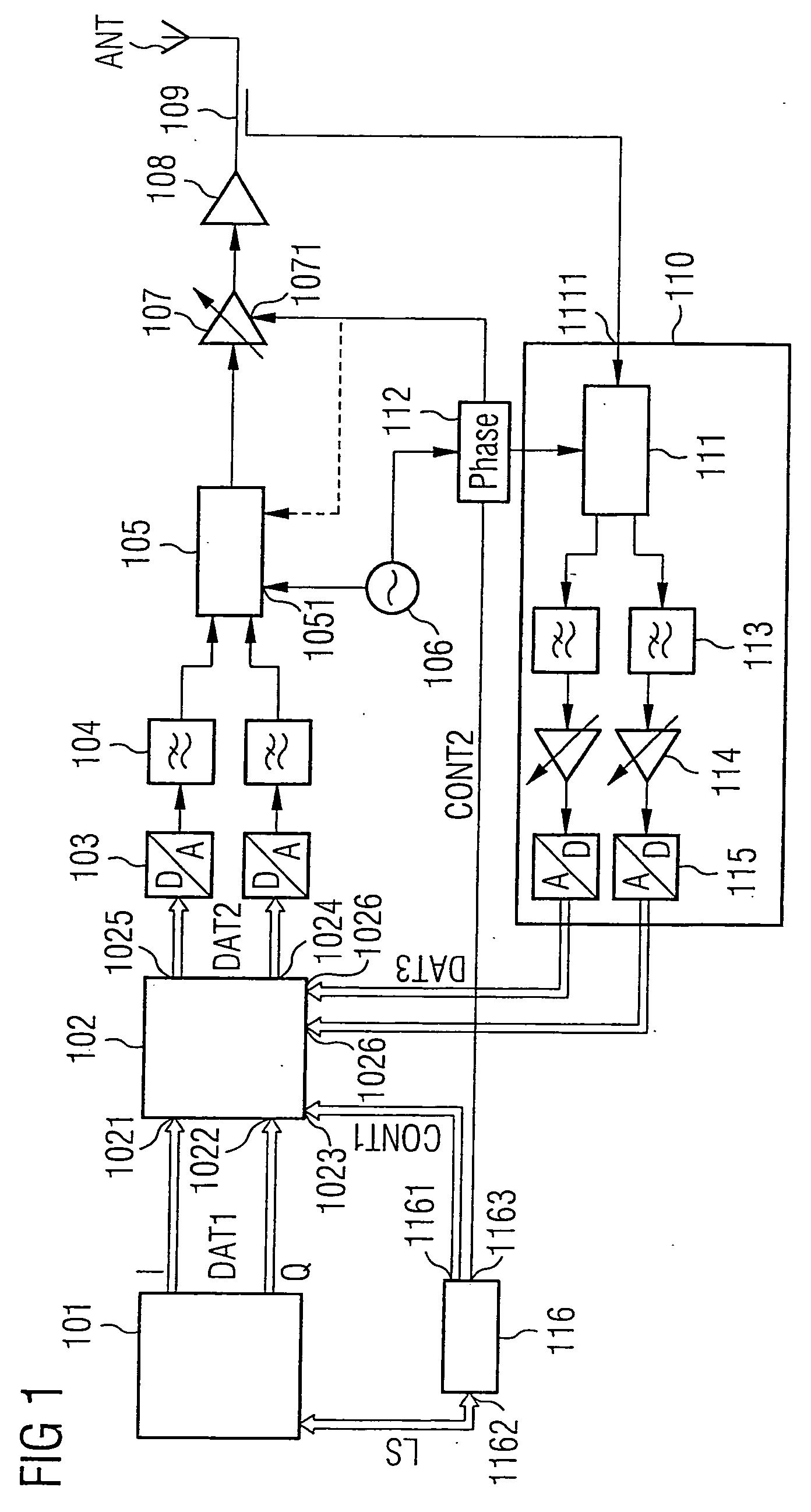 Transmission device with adaptive digital predistortion, transceiver with transmission device, and method for operating a transmission device
