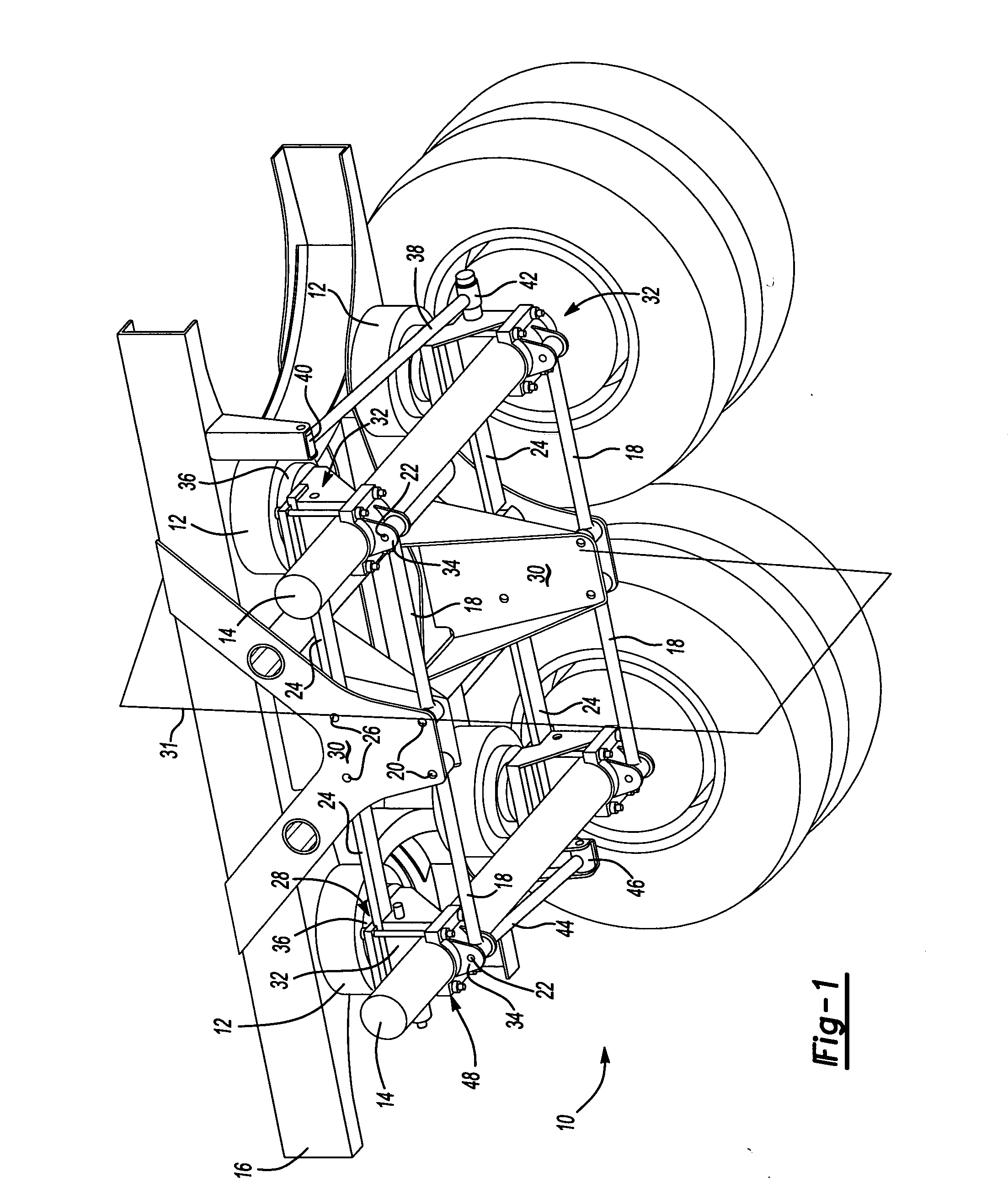 Tandem axle suspension assembly