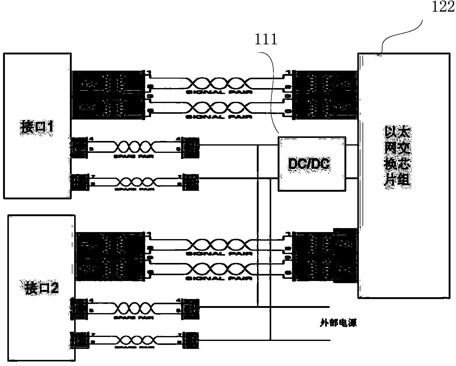 Cascaded synchronous large-scale data collecting system based on network and distributed type power supply