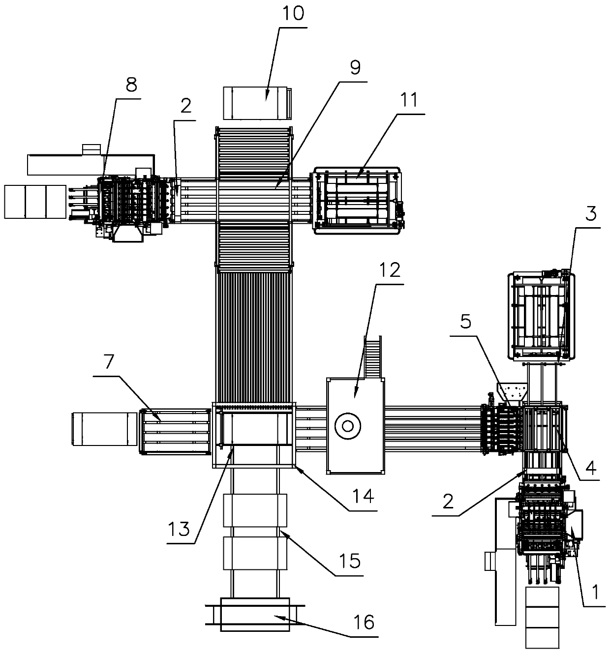 Sandwich plate full-automatic dual-machine production line