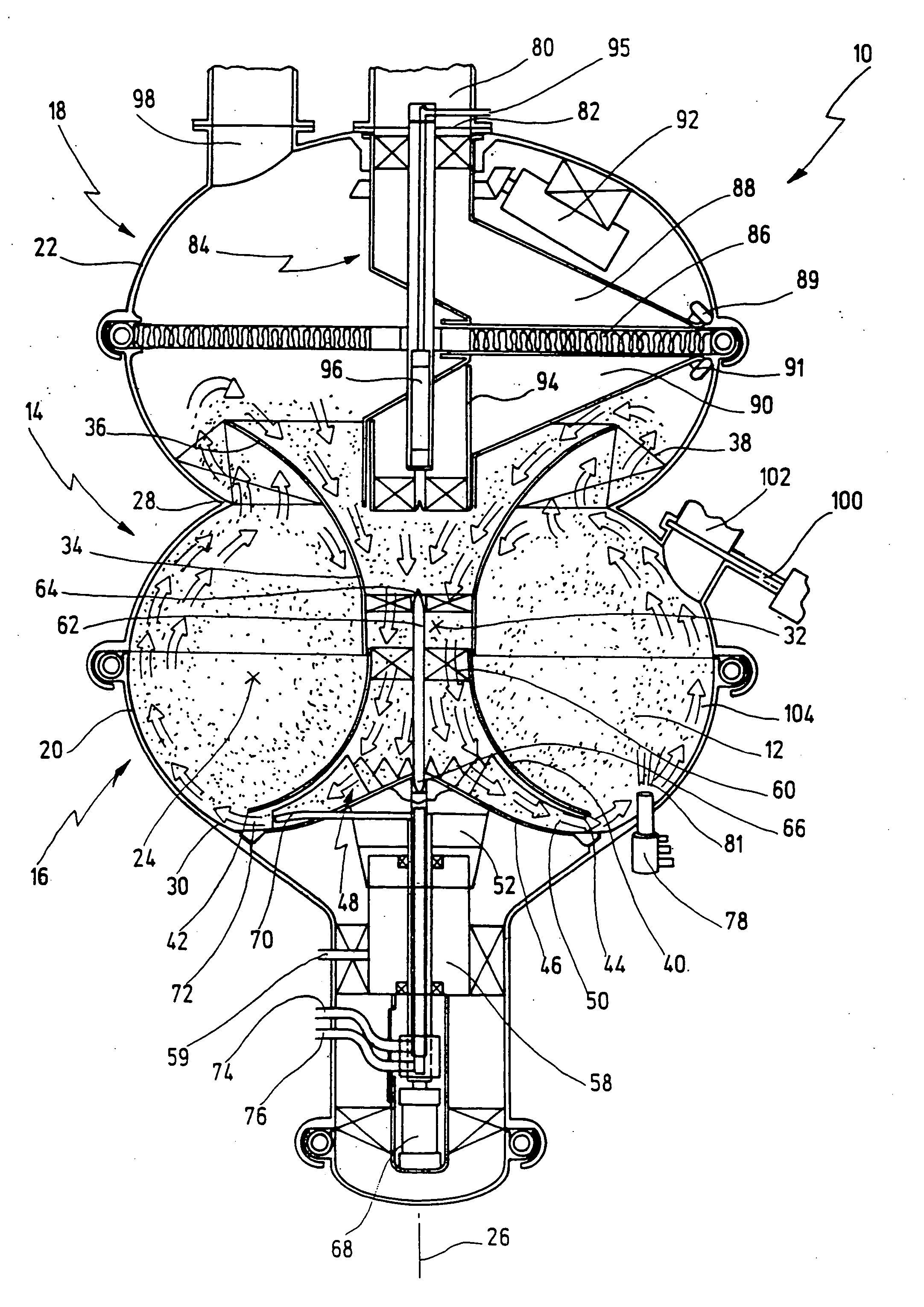 Method and apparatus for treating particulate-shaped material, in particular for mixing, drying, graduating, pelletizing and/or coating the material