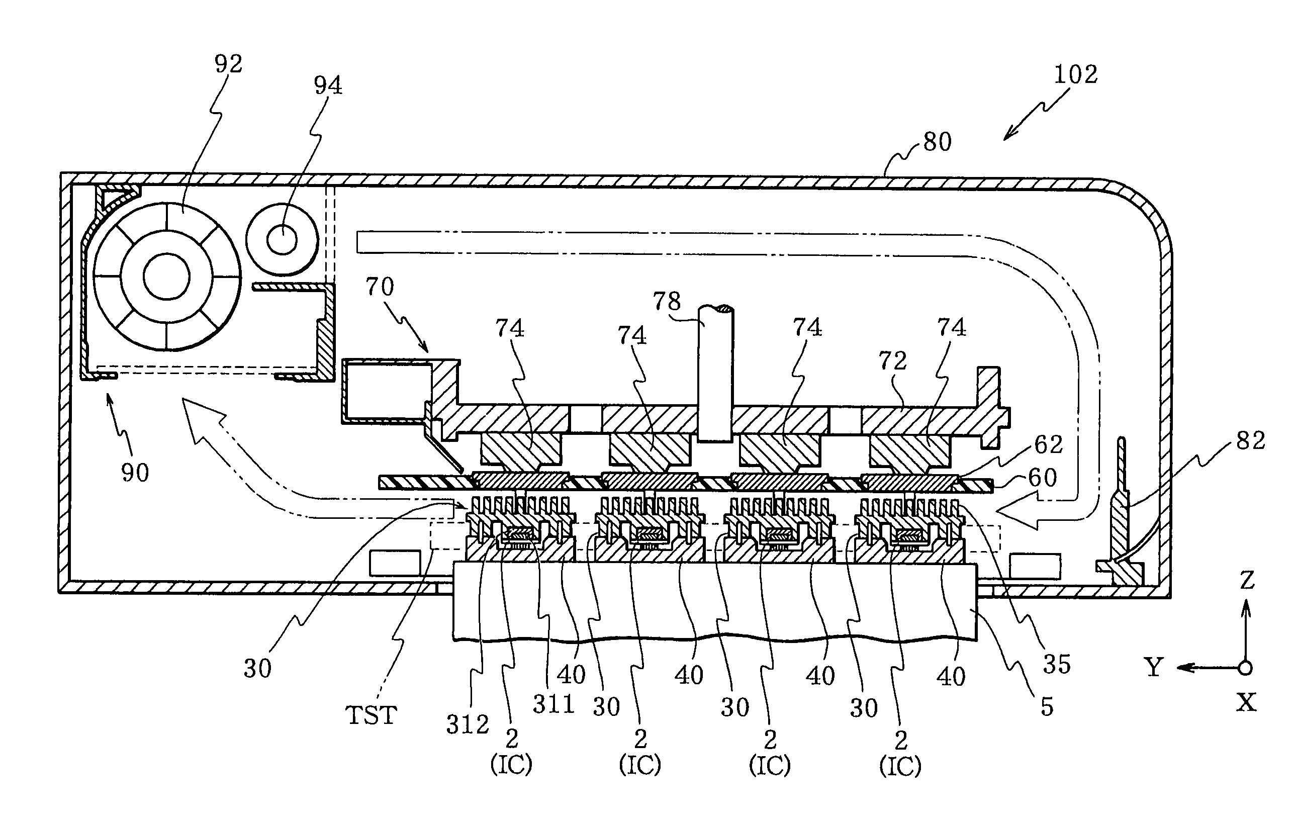 Heater-equipped pusher, electronic component handling apparatus, and temperature control method for electronic component