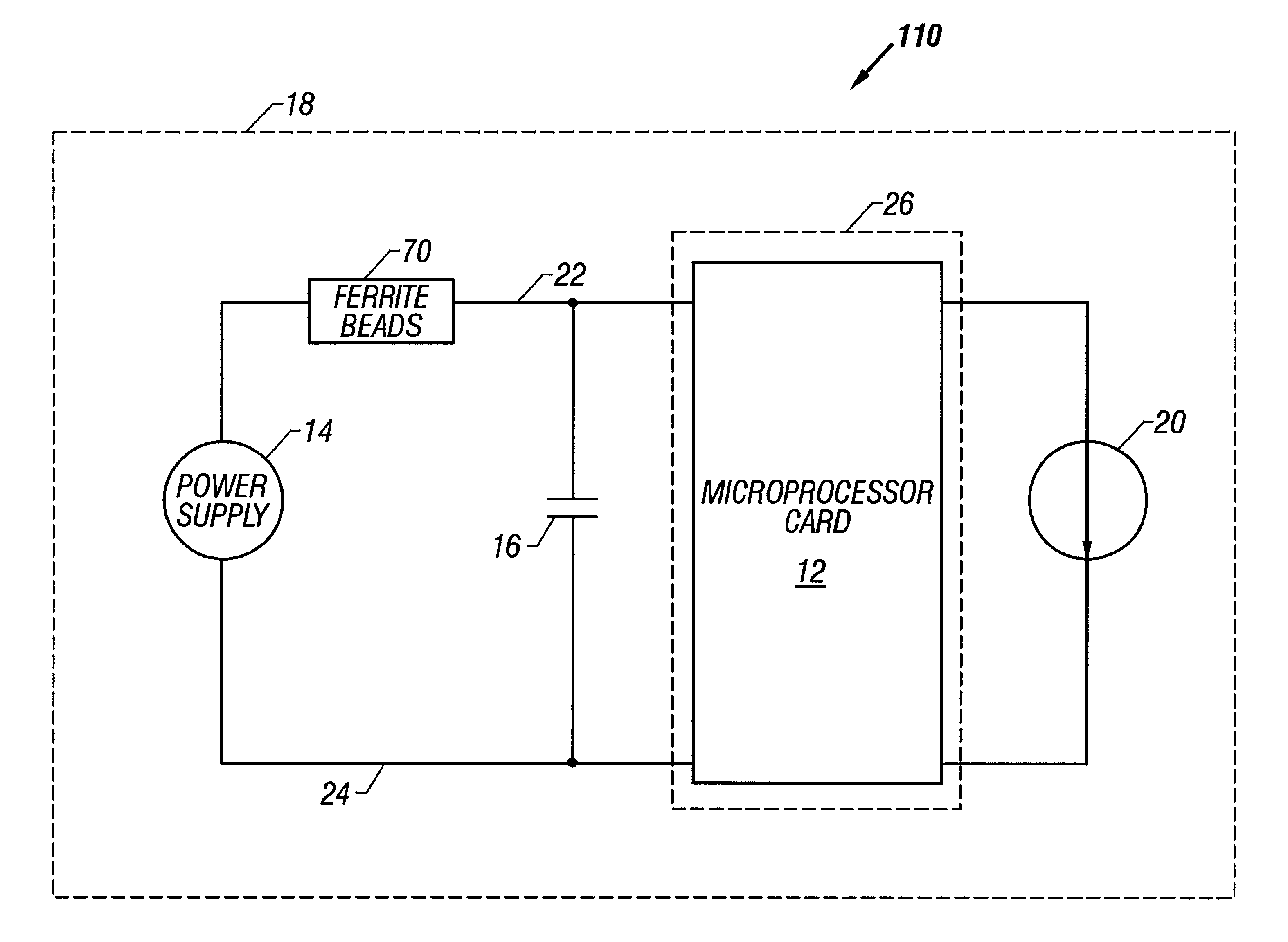 Apparatus and method for minimizing electromagnetic interference in microcomputing systems