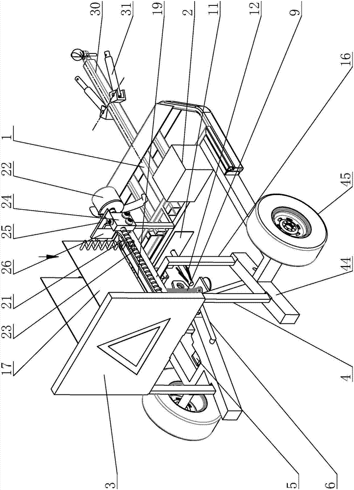 Tractor-trailer type traffic cone taking-away and putting vehicle