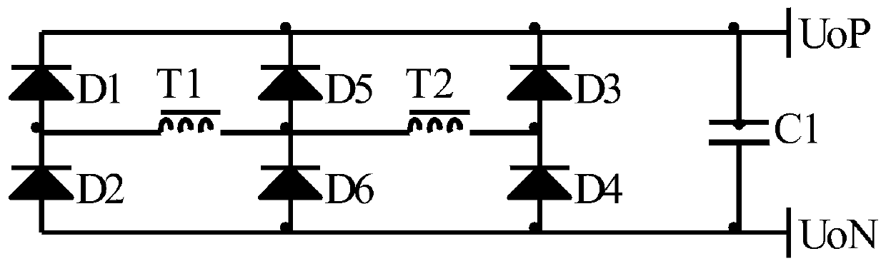 Parallel rectification topological structure and LLC resonant circuit