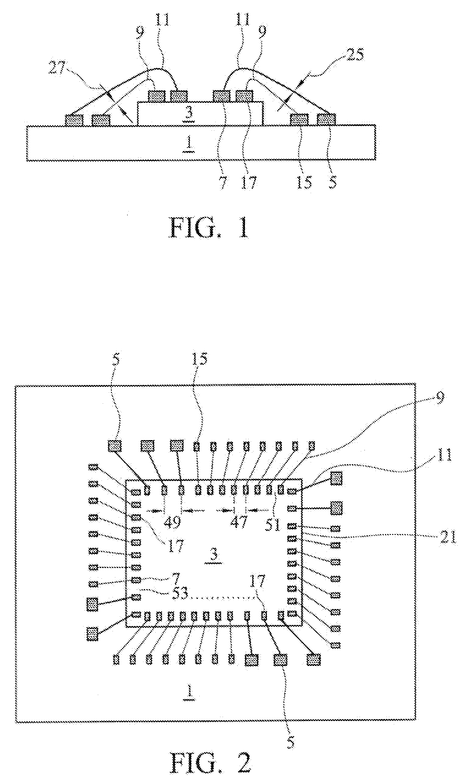 Method and structure for increased wire bond density in packages for semiconductor chips