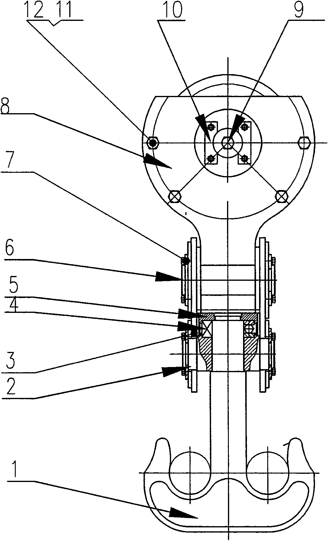 Epsilon-type lifting hook device for crane