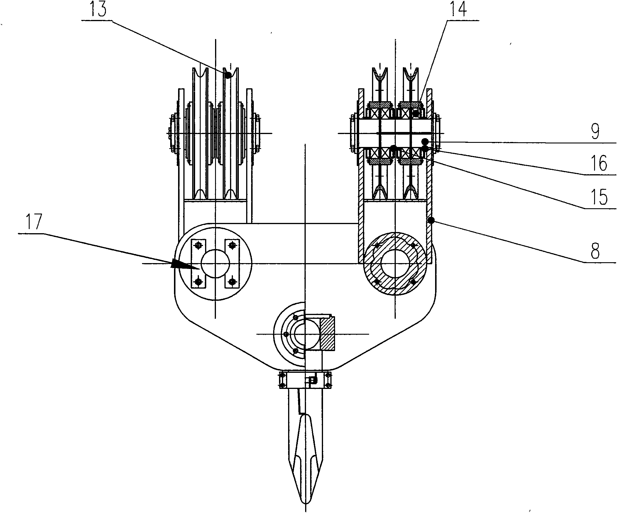 Epsilon-type lifting hook device for crane