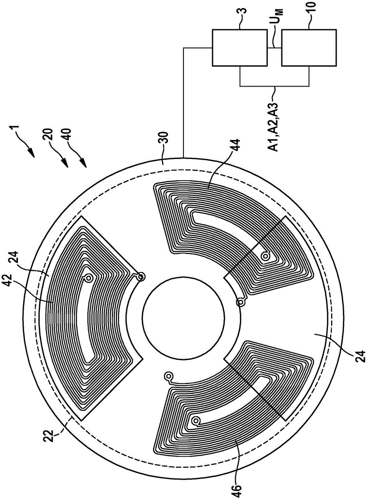 Sensor arrangement for the contactless sensing of angles of rotation on a rotating part