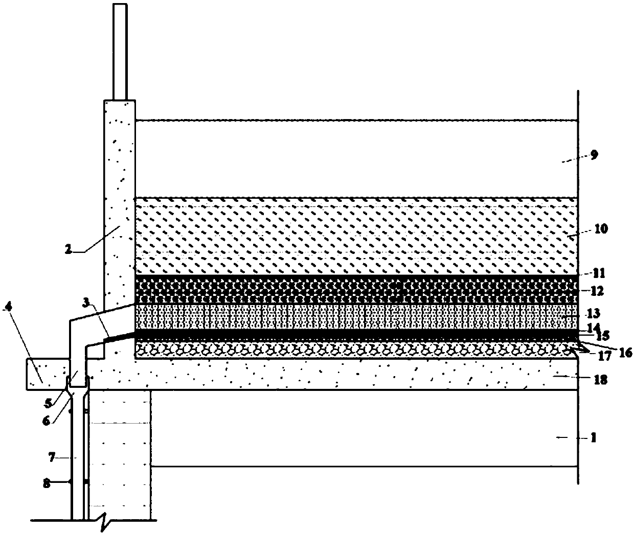 Planting type cave dwelling roof structure and construction method