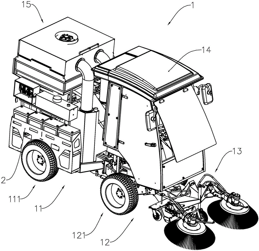 Electric ground cleaning machine with trash can bearing device