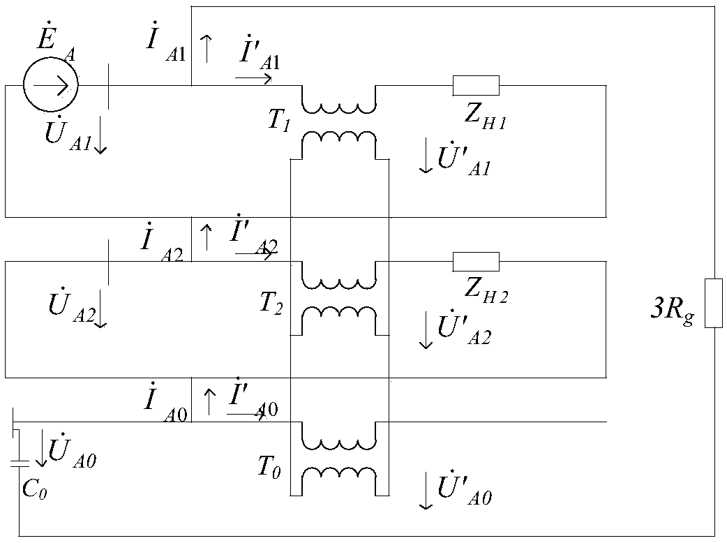 Diagnosis method of multiple fault types of single-phase disconnection and grounding in distribution network based on zero-sequence voltage