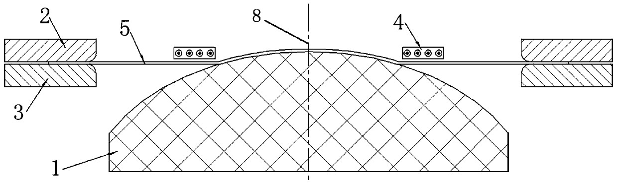 Large size sheet material shaping device with conformal combined type coils and large size sheet material shaping method