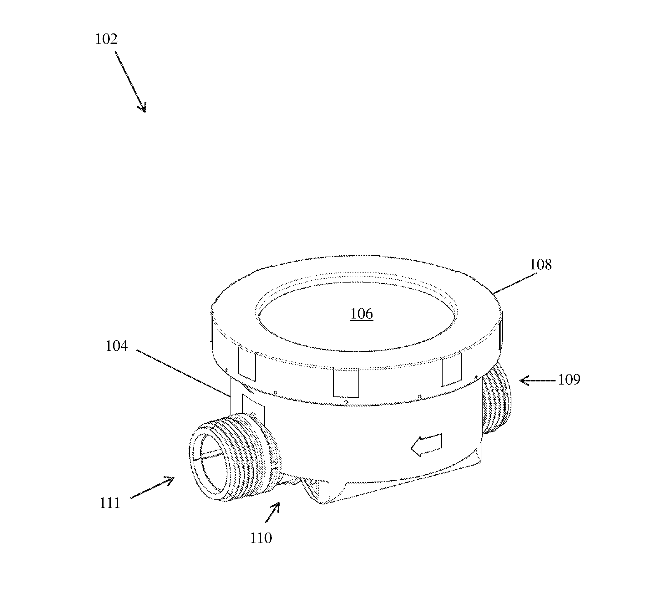 Consumption meter housing with feed through for external communication equipment