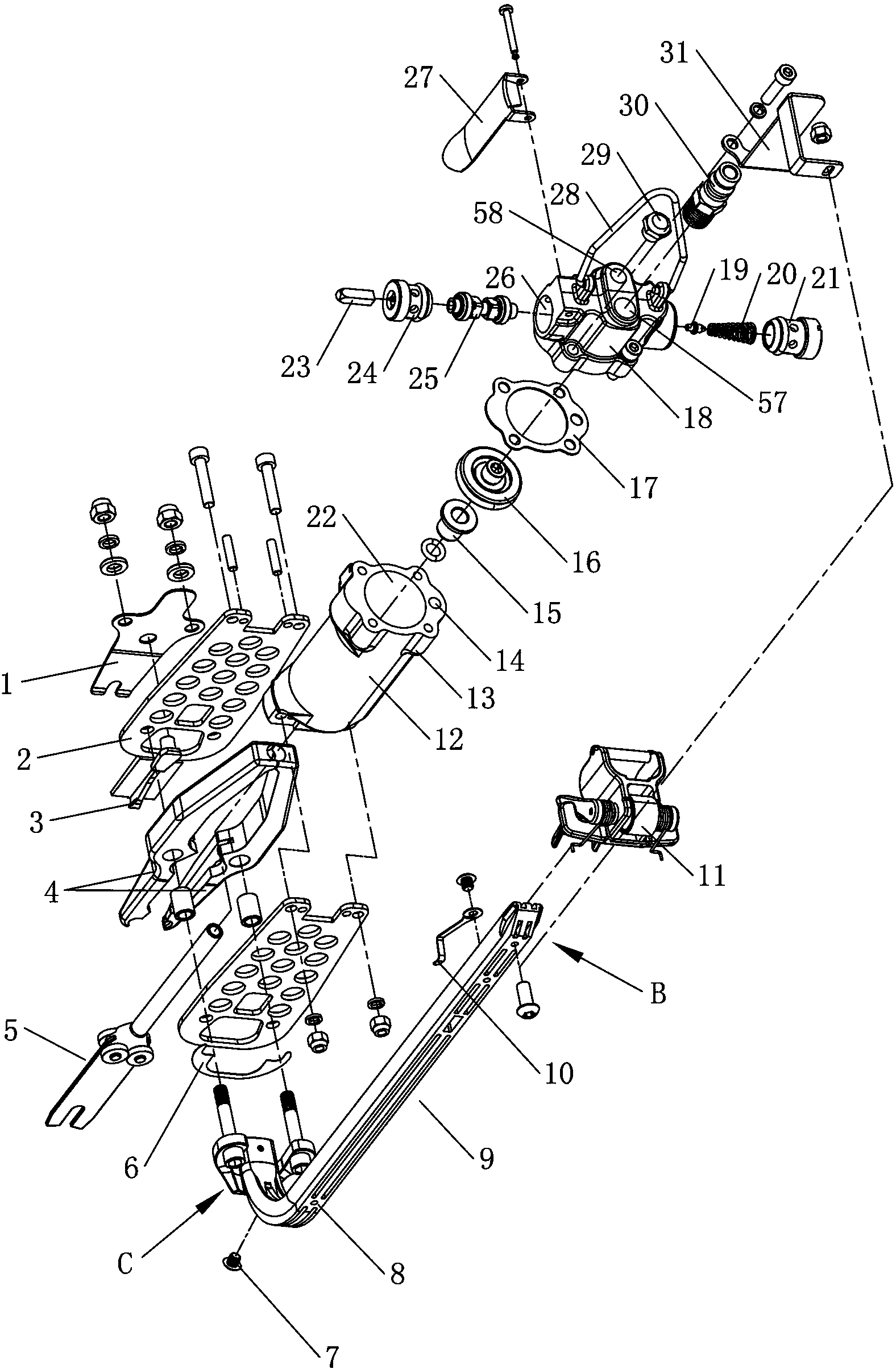Horizontal valve vertical-type pneumatic retaining ring gun