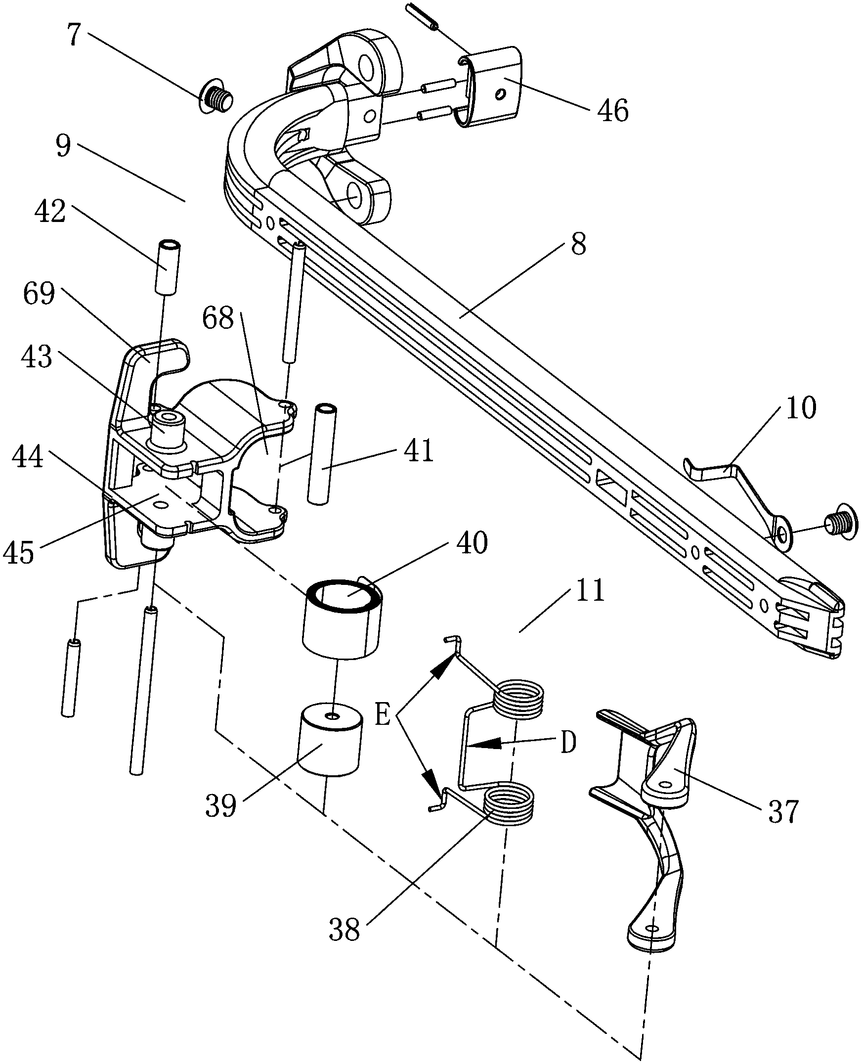 Horizontal valve vertical-type pneumatic retaining ring gun