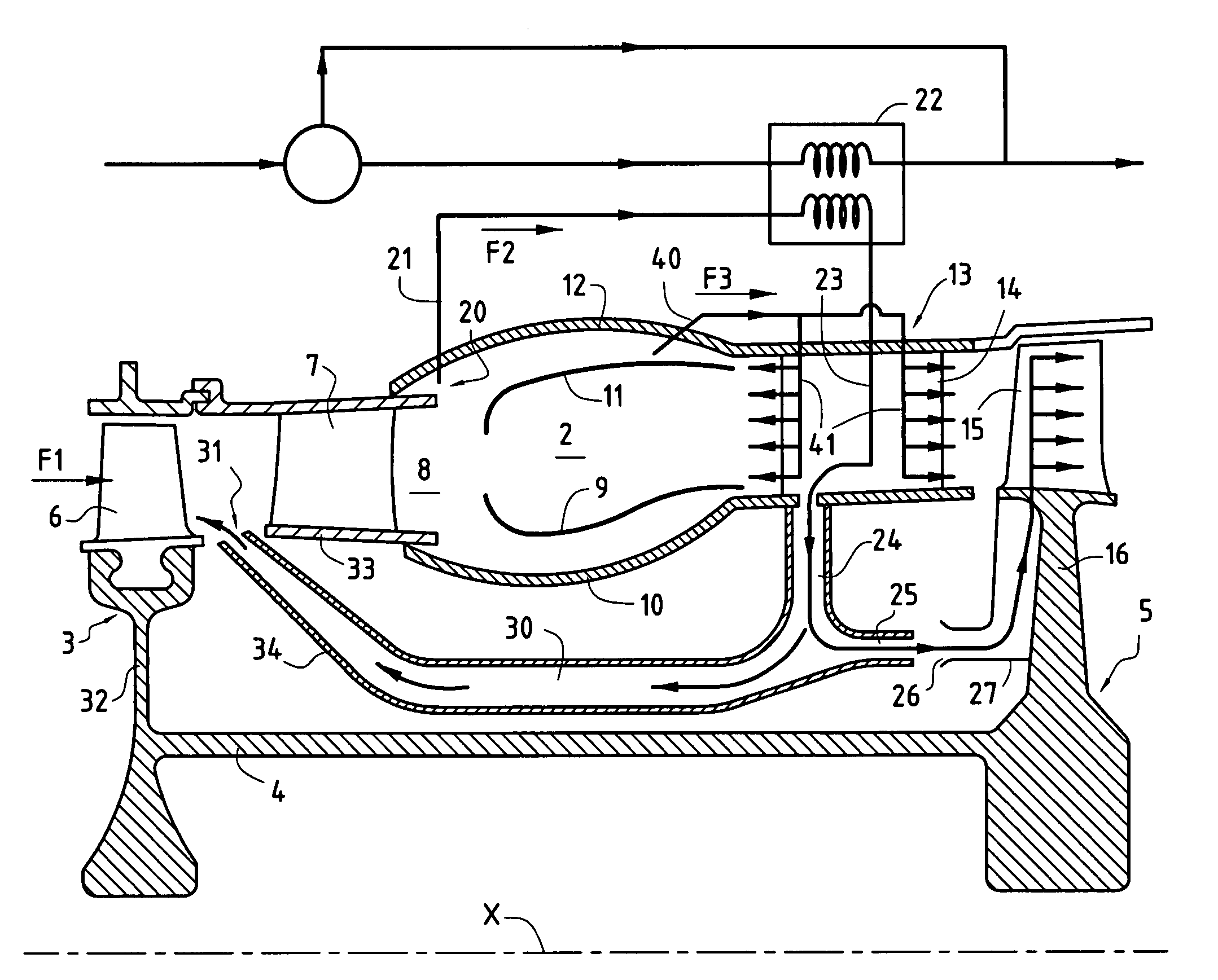 Heat exchanger on a turbine cooling circuit