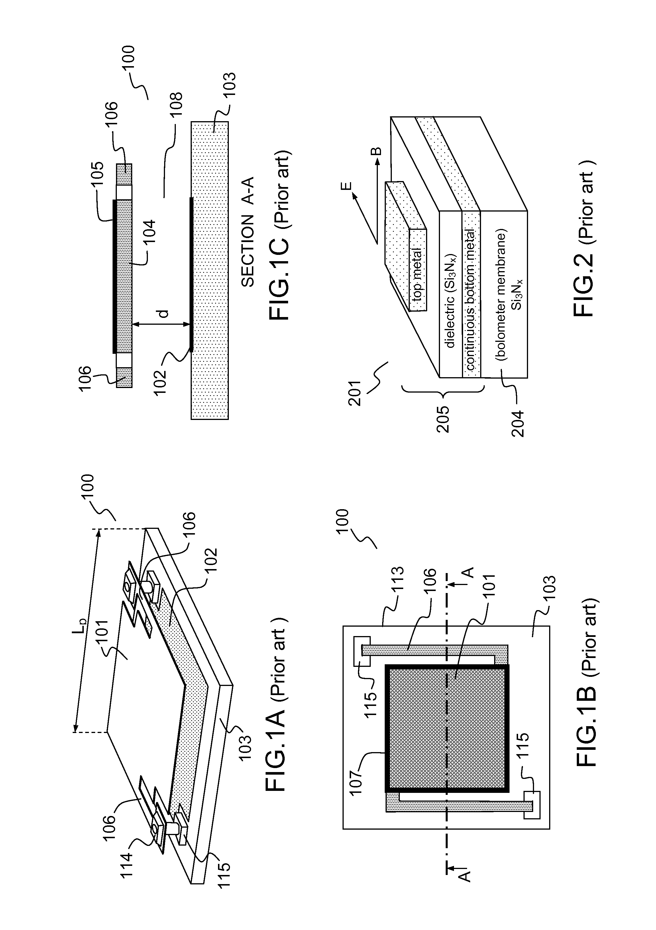 Microbolometer array with improved performance