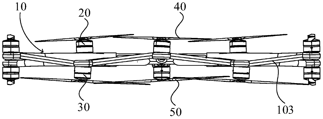 Multi-rotor aircraft with multiple shafts arranged in staggered mode