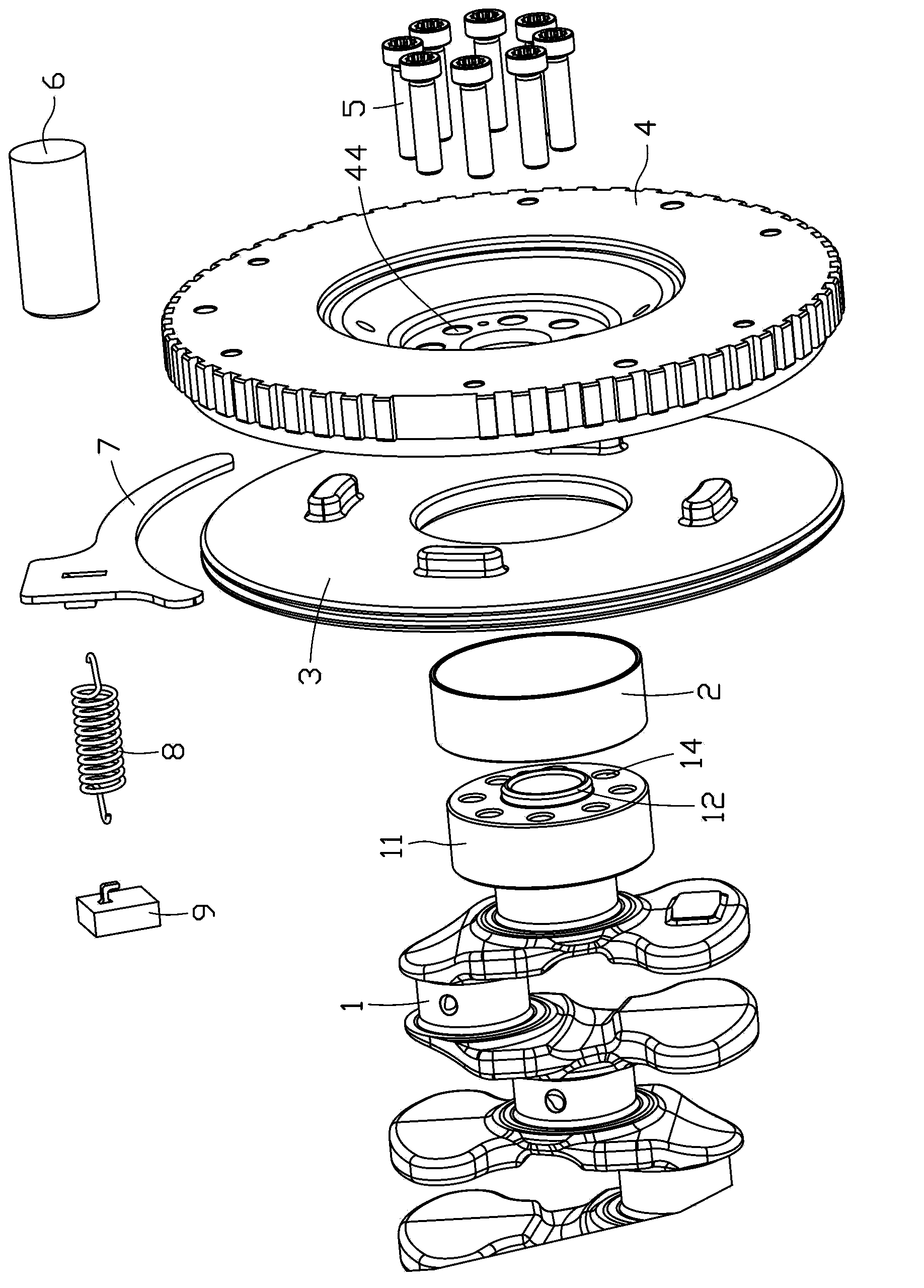 Variable inertia flywheel structure