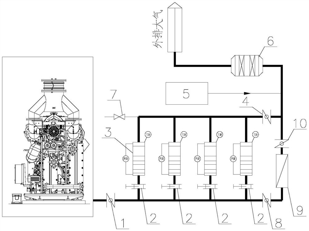 Ship off-gas treatment system and method with on-line regeneration and off-line ash removal