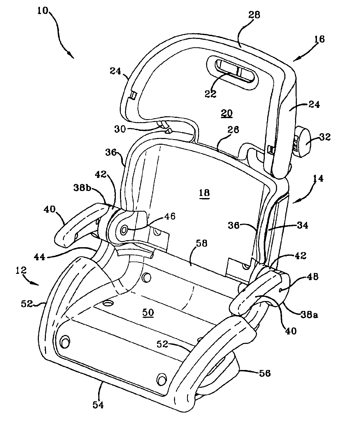 Adjustable and foldable booster car seat