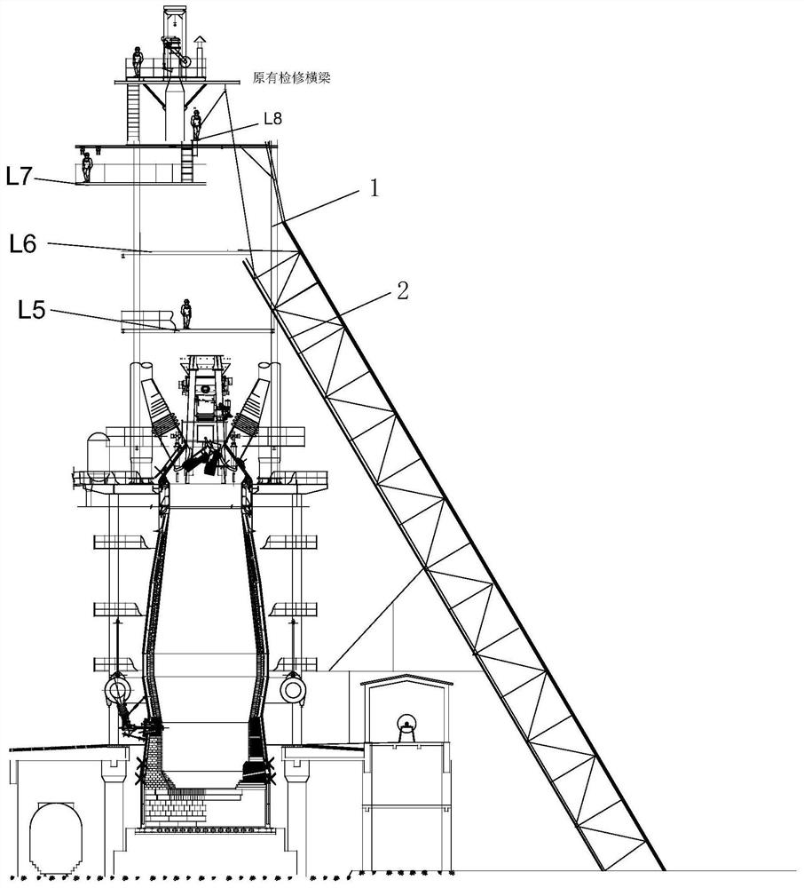 Blast furnace inclined bridge dismantling method