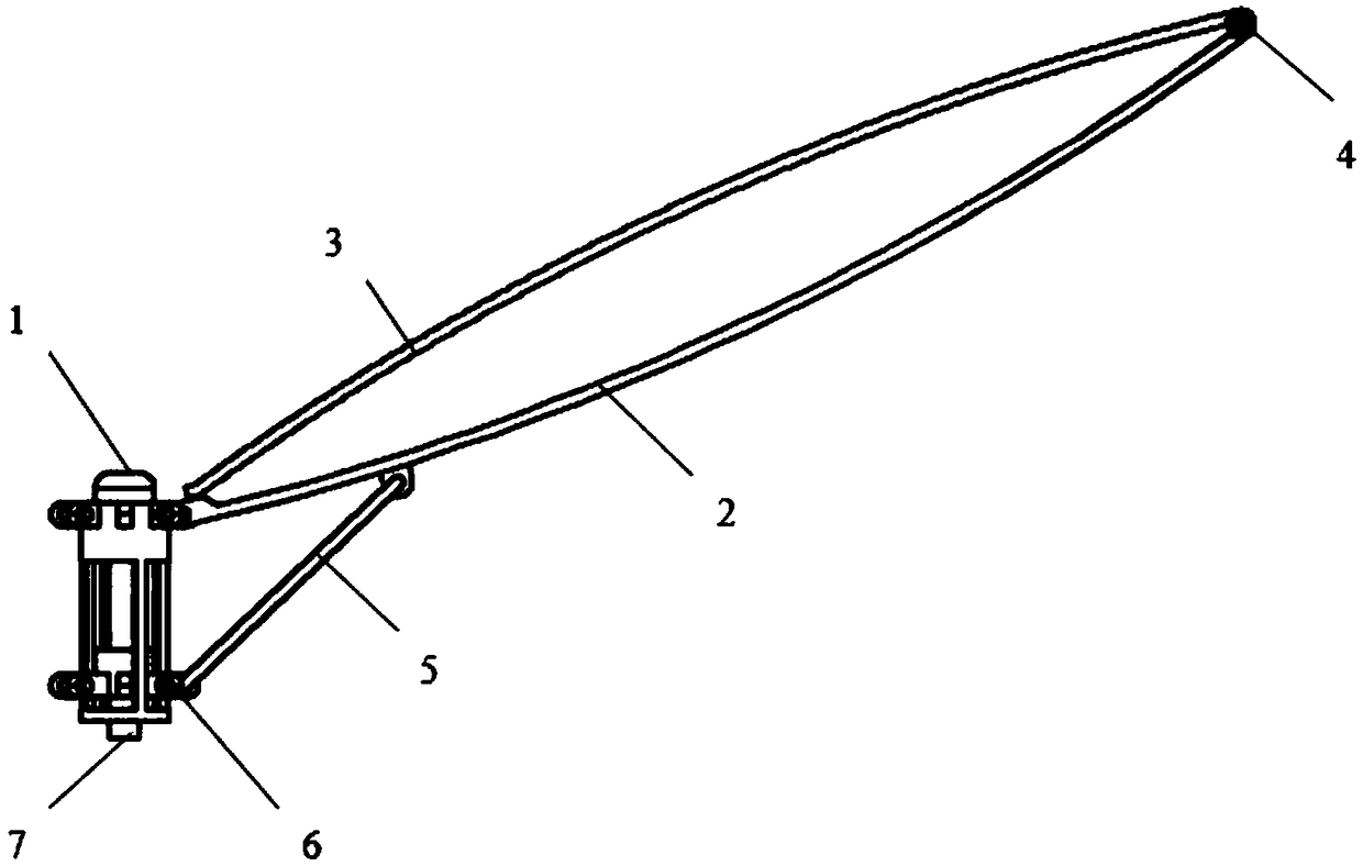 A foldable expandable umbrella-shaped antenna structure skeleton and unfolding method