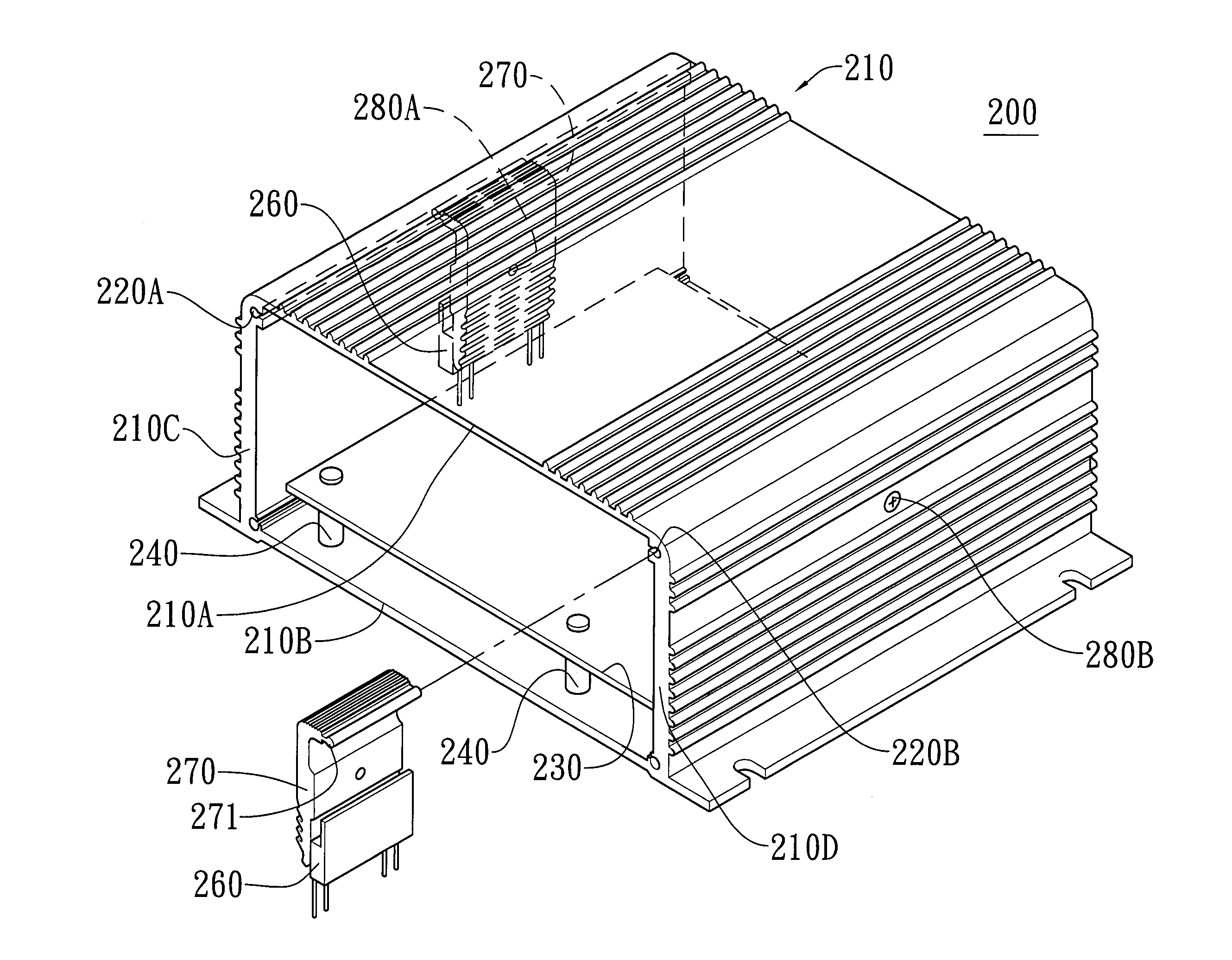 Combination of inverter casing and heat sink member