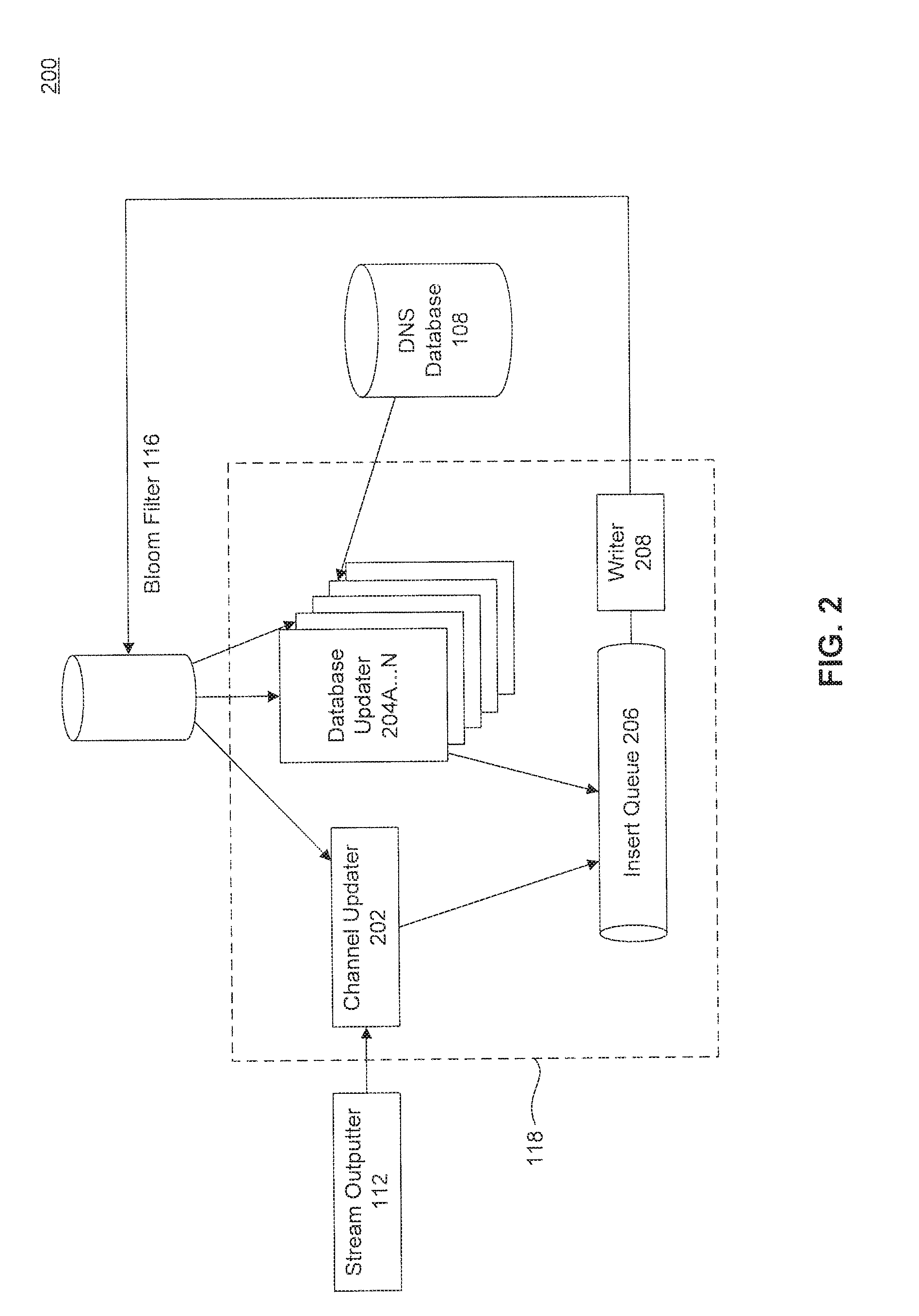 Parallel detection of updates to a domain name system record system using a  common filter