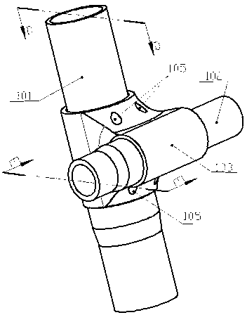 Connection device for composite nodes and assembly method of connection device