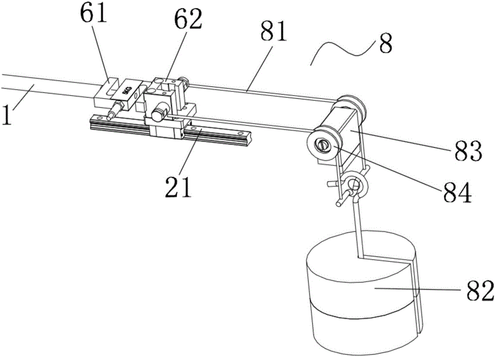 Simulation load assembly capable of improving testing precision and applied to automobile cable testing machine