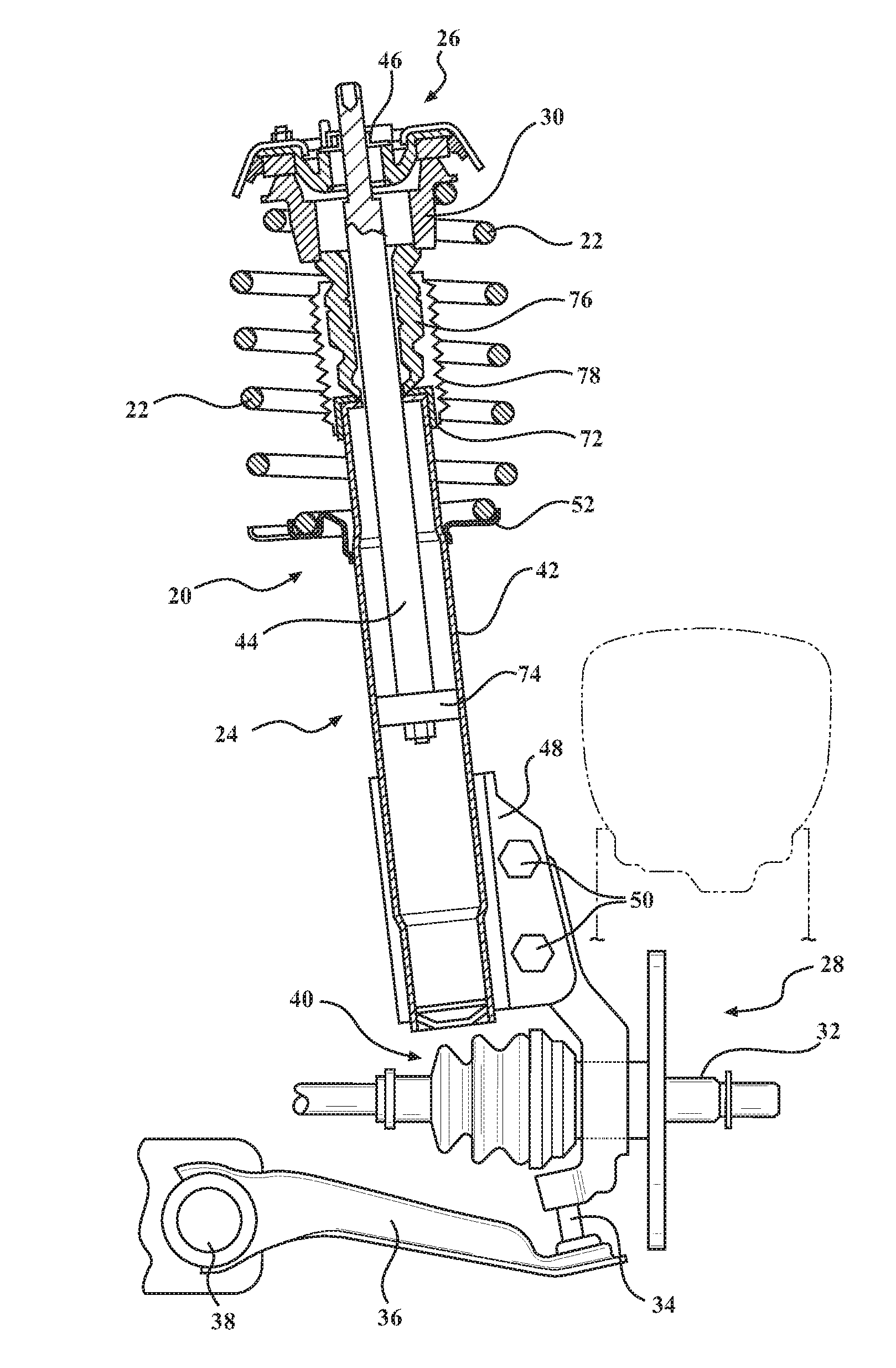 Impact Reinforced Composite Spring Seat for a Shock Absorber