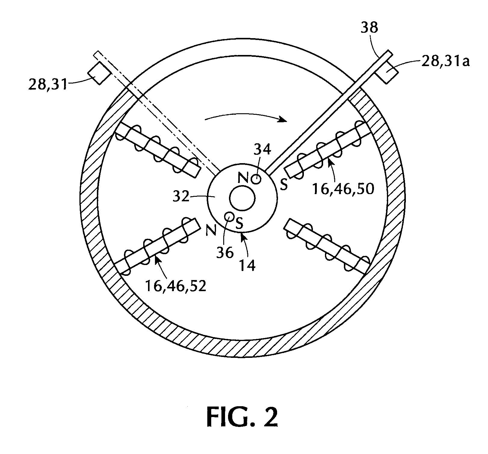 Self-latching sector motor for producing a net torque that can be backed-up or doubled